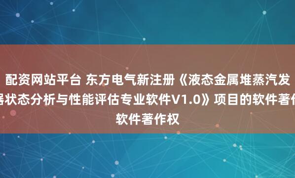 配资网站平台 东方电气新注册《液态金属堆蒸汽发生器状态分析与性能评估专业软件V1.0》项目的软件著作权